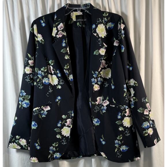 Cynthia Rowley Floral Open Front Blazer, Blue Multi, Sz: M, 80-27 - Picture 13 of 13